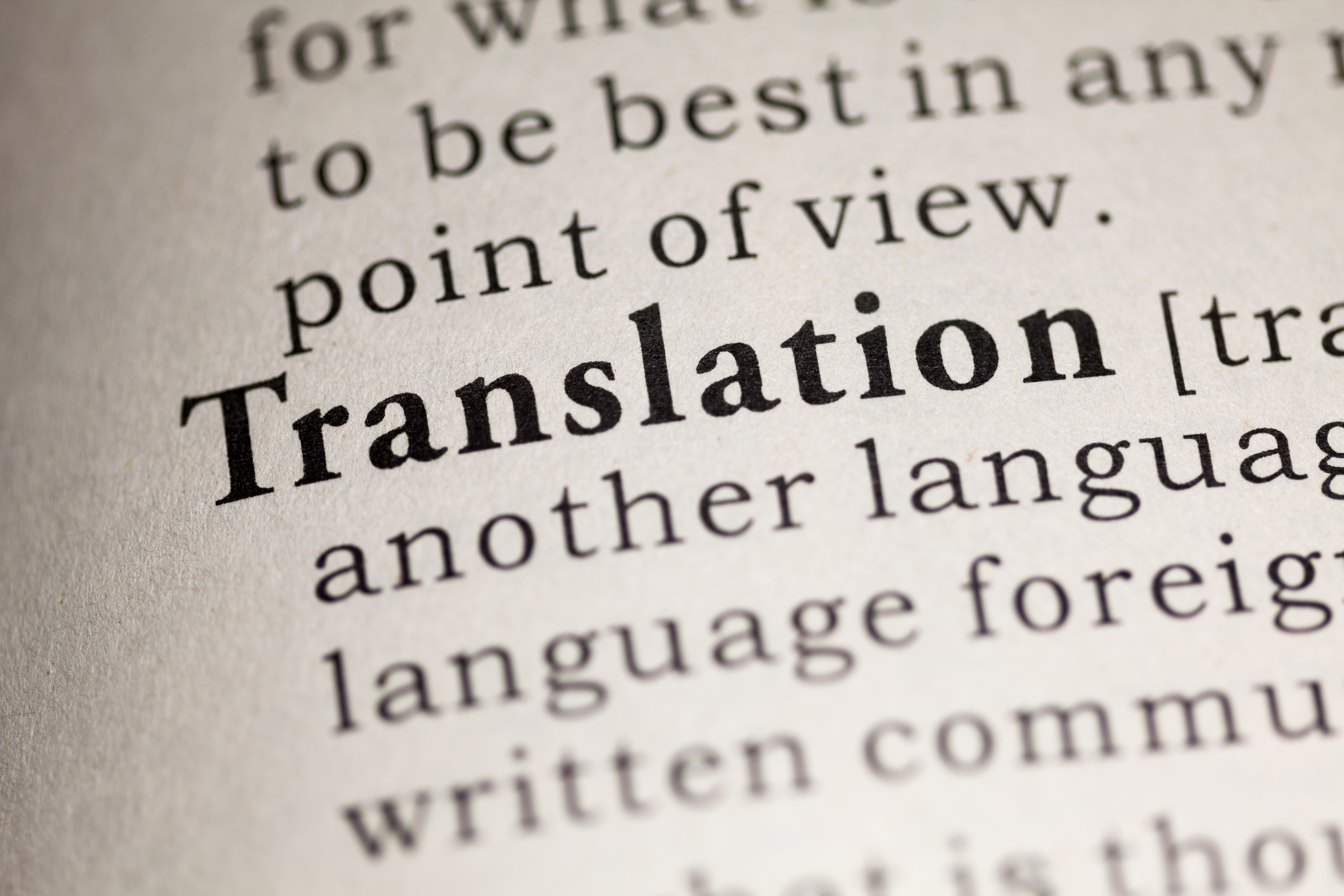 image of the word translation in a dictionary